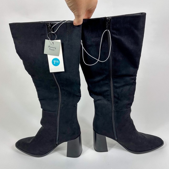 A New Day Black Suede Knee High Boots - Picture 4 of 10